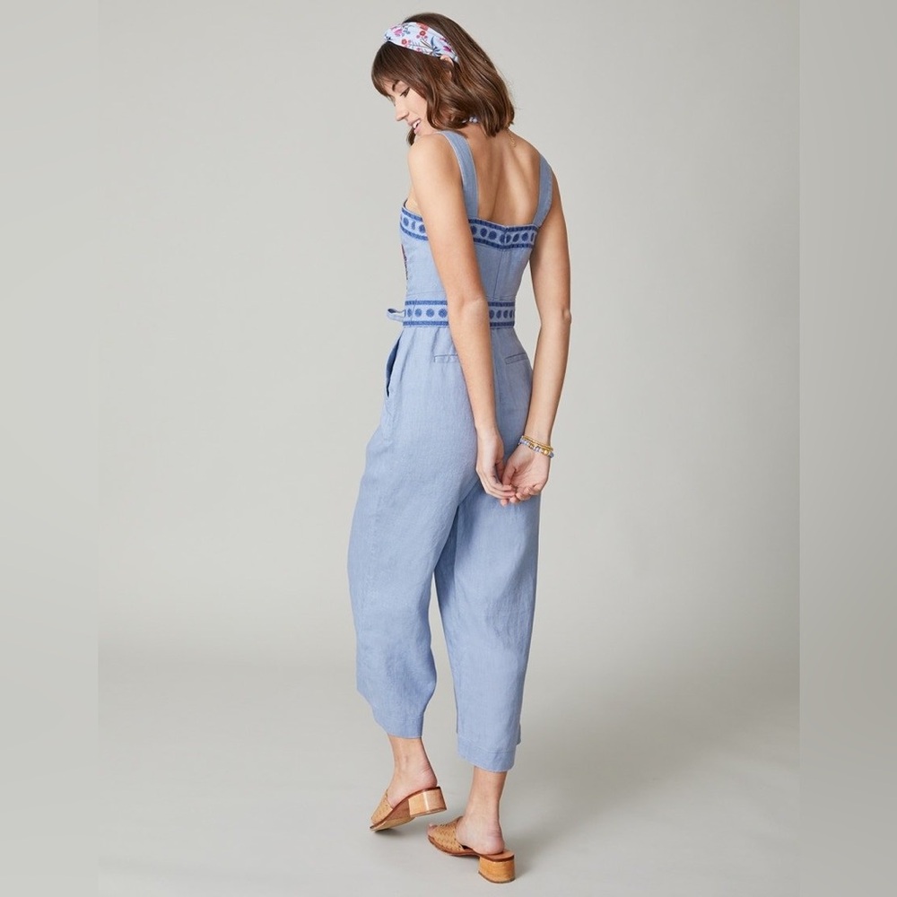 NWT Spartina 449 Linen  Embroidery Jumpsuit Size 10 - Picture 5 of 7
